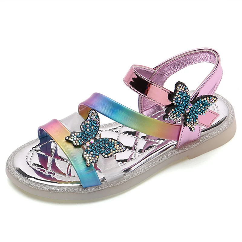 

2021 Fashion Children Sandals For Girls Kids Shoes Rhinestone Butterfly Summer Sandal Slippers Child Sandles Sandalias Chaussure