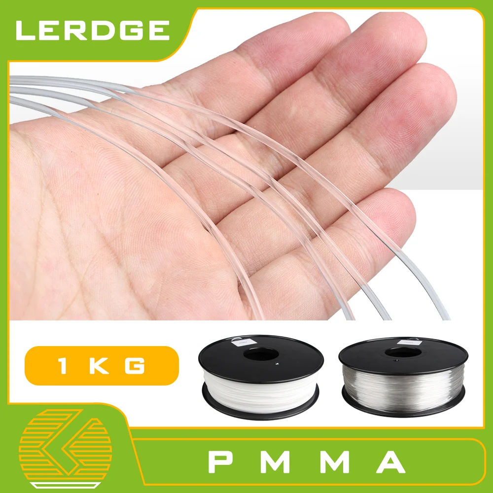 

LERDGE 3D Printer Acrylic Filament 1KG PMMA Material White Pure Transparent High-Transmittance Glass Optical Lens