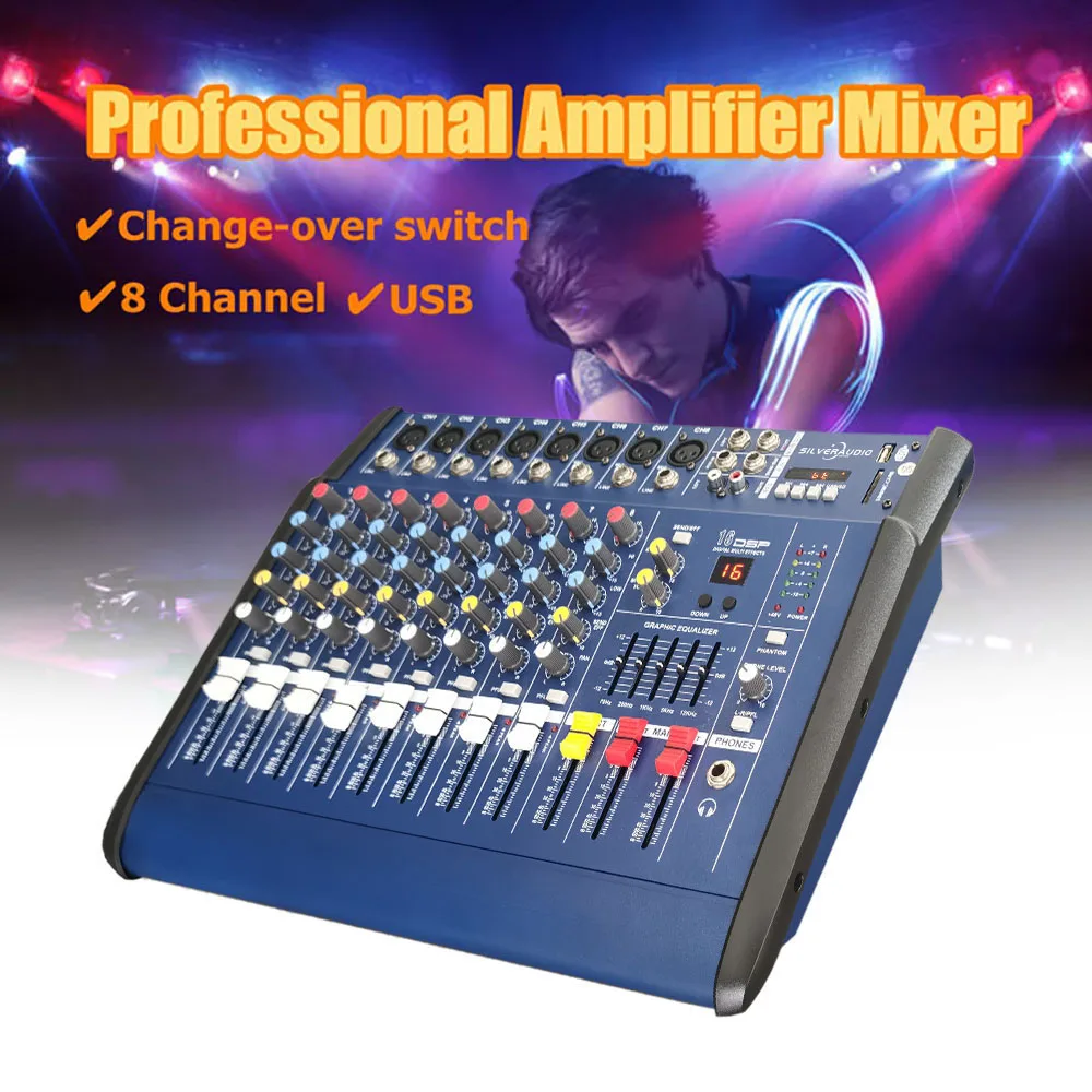 8-канальный цифровой аудио микшер консоль караоке микрофон Звуковой микшерный