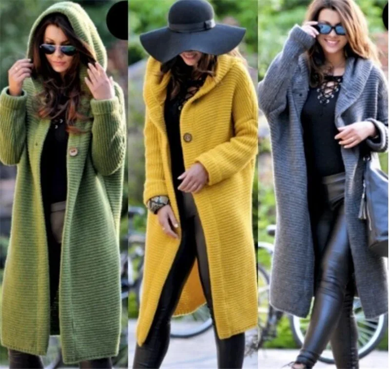 Autumn Winter Women Hooded Coat Cashmere Cardigan Sweater Lady Solid Color Thick Soft Fashion Jacket |