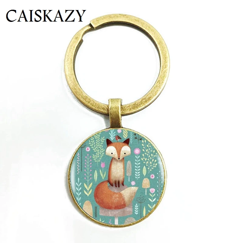 Горячая продажа милый лиса цветочный стеклянный куполообразный кулон держатель