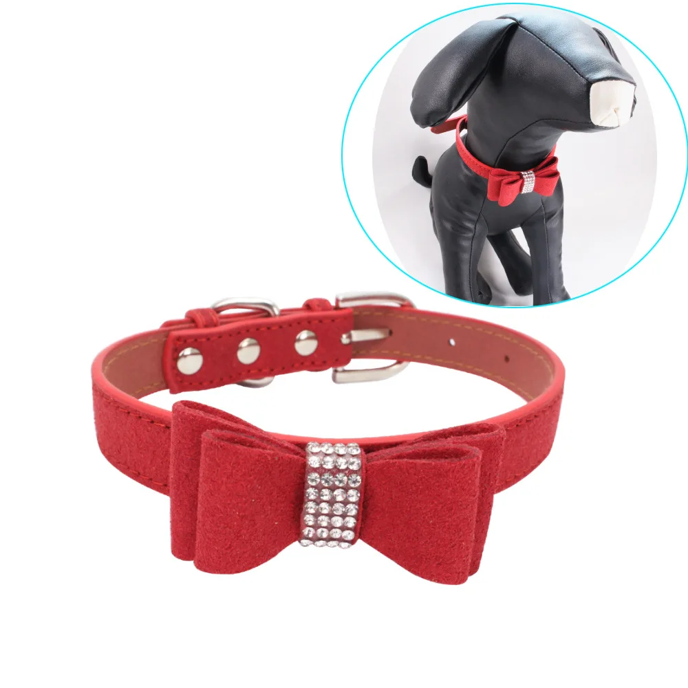1 шт. регулируемый ошейник для собаки кошки мягкие модные стразы бант питомца