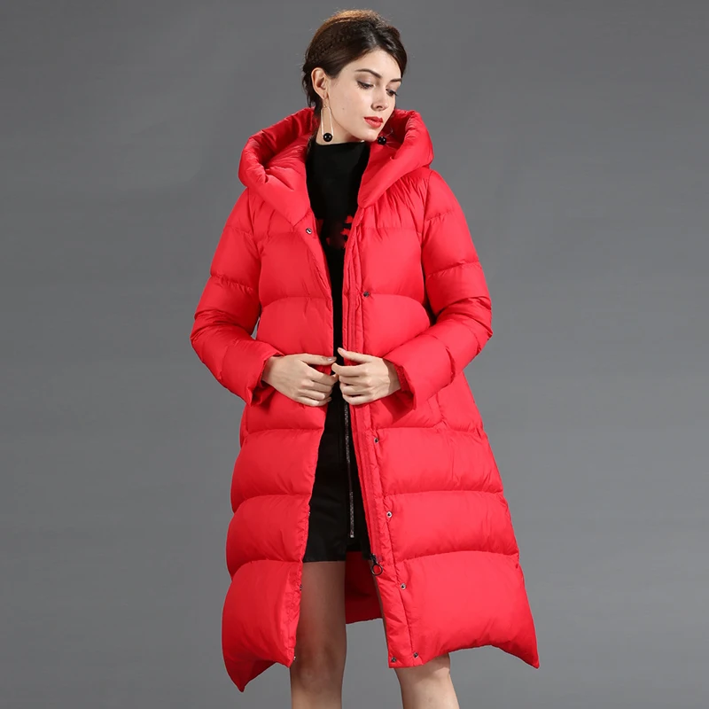 

Winter Jacket Women Tide New Hooded Down Jacket Thick Warm Loose Female Parkas Women Winter White Duck Down Coat Vestidos