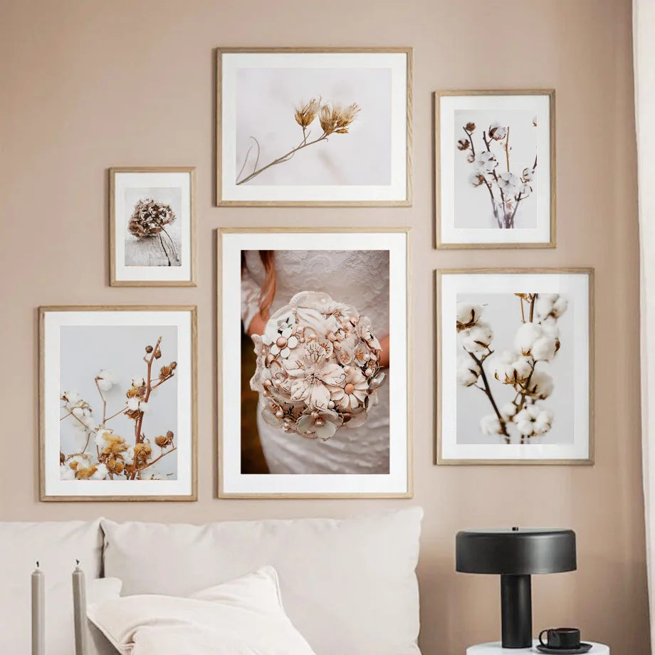 

Wall Art Canvas Painting Autumn Plants Flowers Cotton Woman For Living Room Home Decor Nordic Posters And Prints Wall Pictures