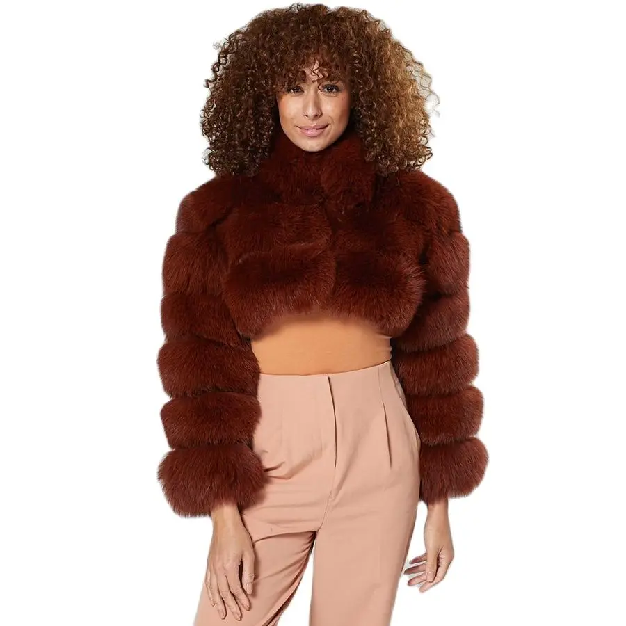 

Cropped Fox Fur Coat Women Premium Quality Fur Jacket 2021 New Autumn Winter Fashion Overcoat