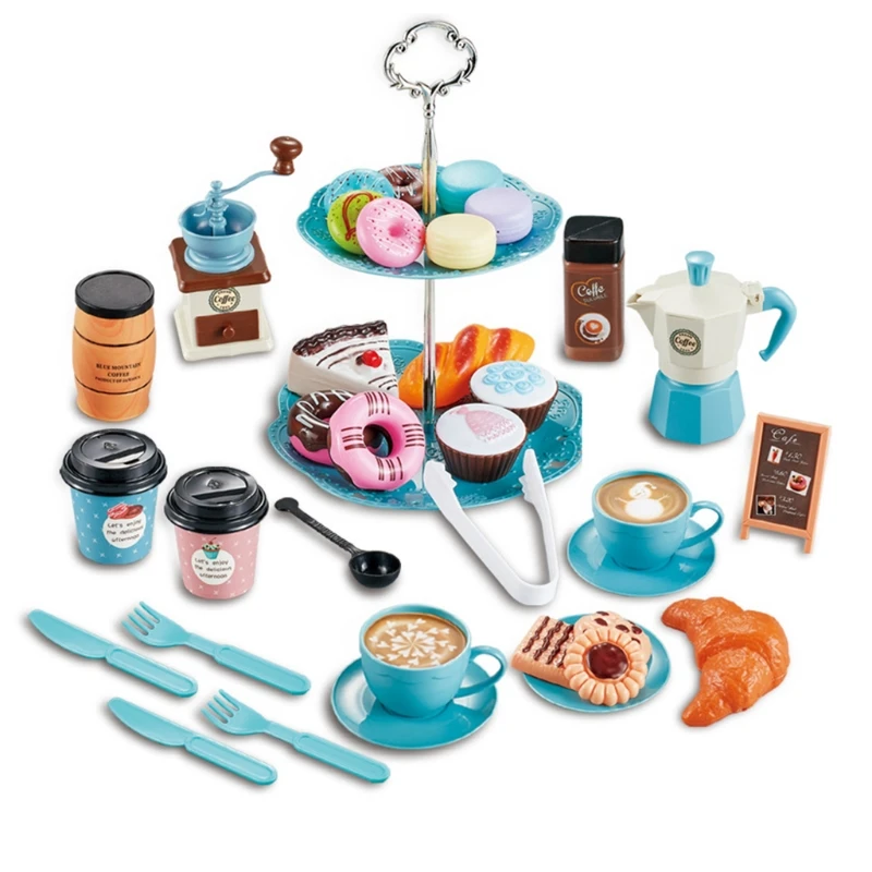 

Toy Coffee Maker Set Kids Tea Set for Little Girls Play Dessert and Toy Coffee M3GE