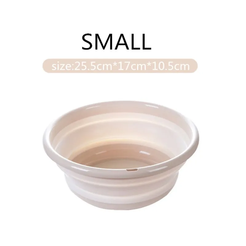 small beige Портативный складной ведро умывальник для кемпинга водонепроницаемый складной бассейн силиконовый умывальник складной рыболовное ведро для мойки автомобилей чистящие средства - Цвет: small beige
