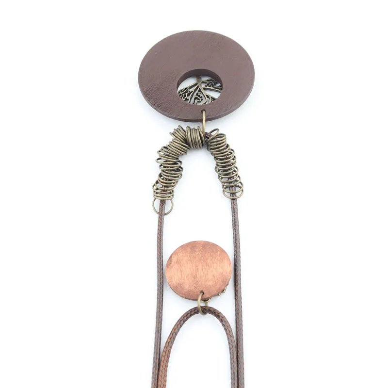 Круглая деревянная Длинная цепочка для свитера из веревки подвеска в виде