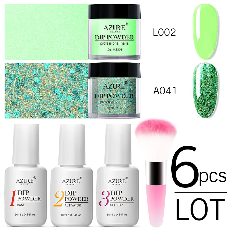 Modelones 6 шт./лот зеленая пудра лак для ногтей базовый топ гель набор натуральный