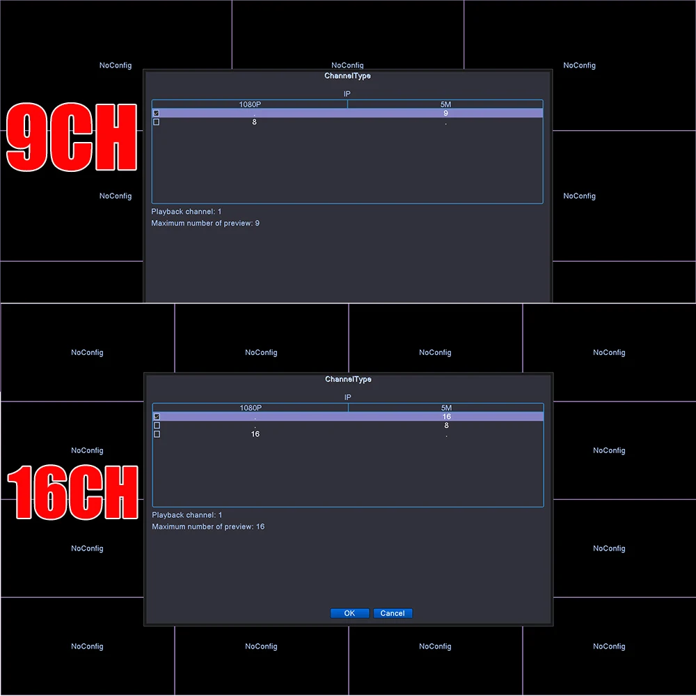 Обнаружение лица H.265 Max 5MP аудио CCTV NVR 16CH / 9CH видео регистратор безопасности