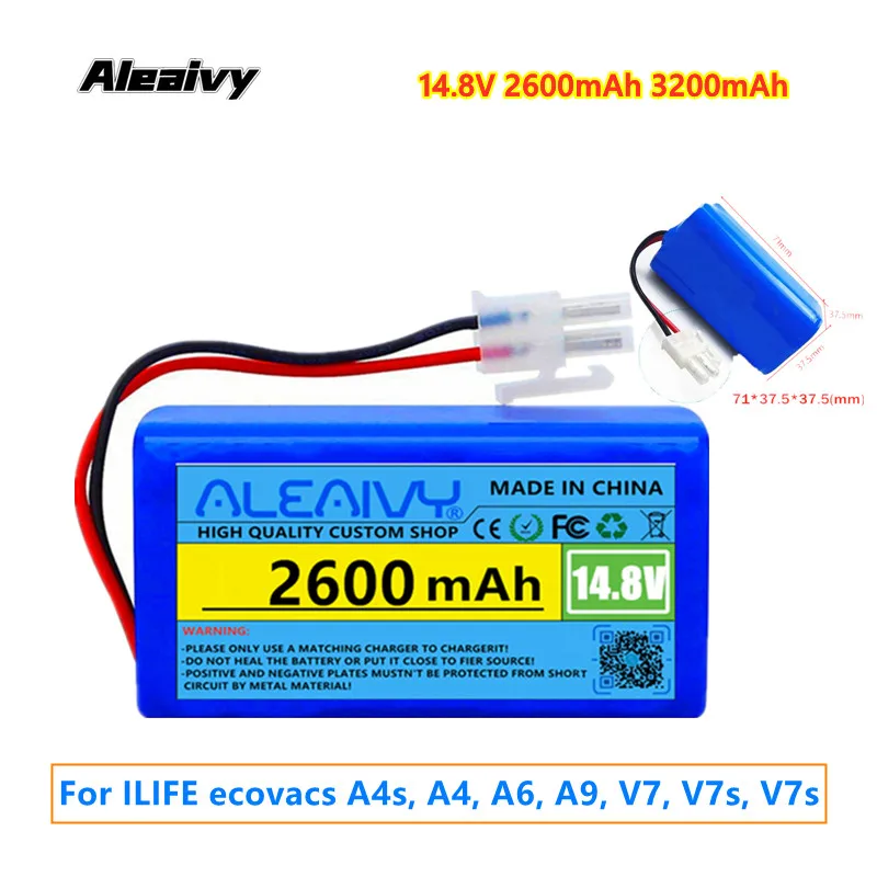 

18650 14.8V Robot Vacuum Cleaner Rechargeable Li-ion Battery for ILIFE ecovacs A4s, A4, A6, A9, V7, V7s, V7s Pro Robotic Chuwi