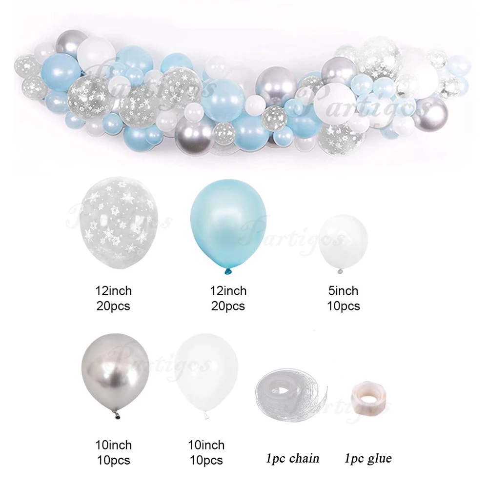 72 шт DIY гирлянда белая Снежинка печатный шар Рождество синий белый латексные шары