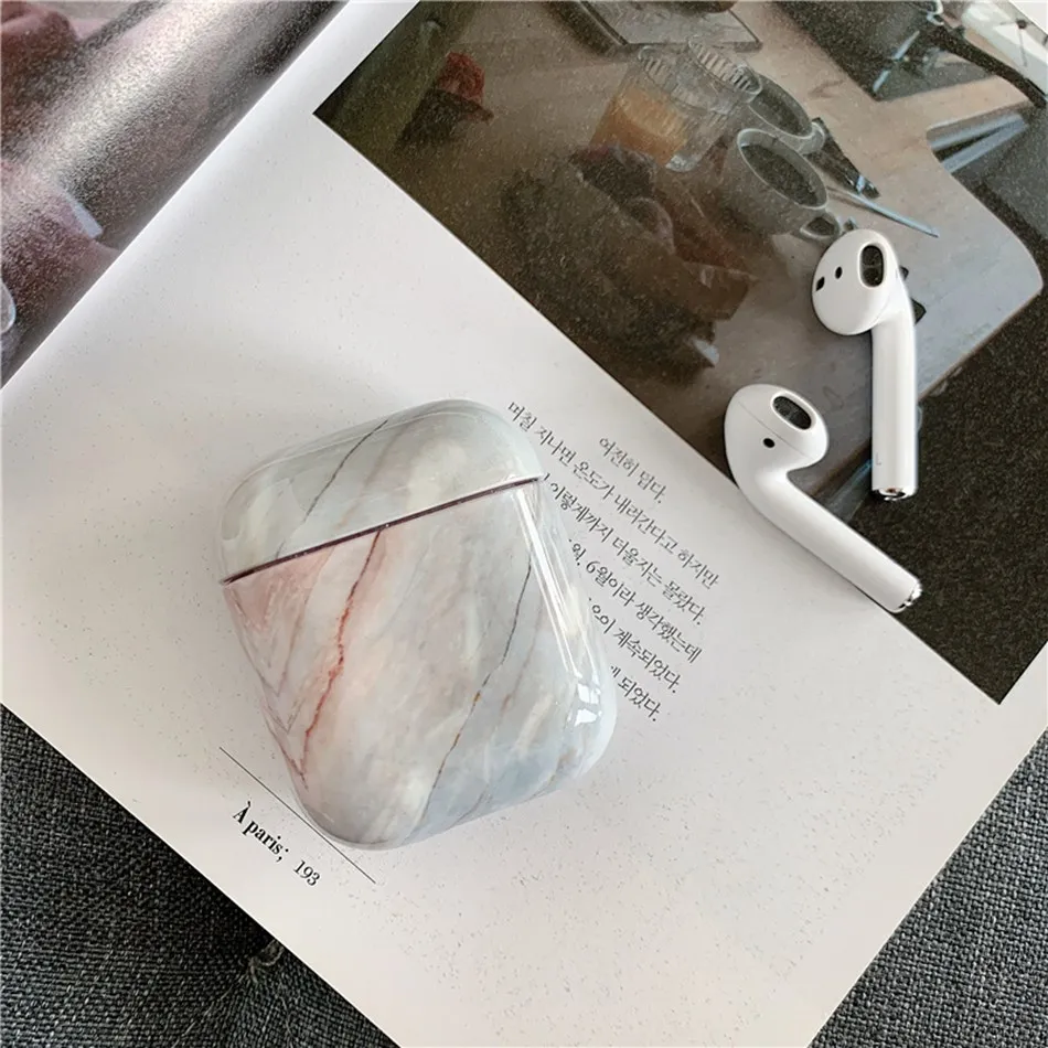 Роскошный чехол для Airpods 2 Чехол мраморный чехол для наушников для Apple Airpods беспроводной Bluetooth чехол для наушников Air Pods Earpods