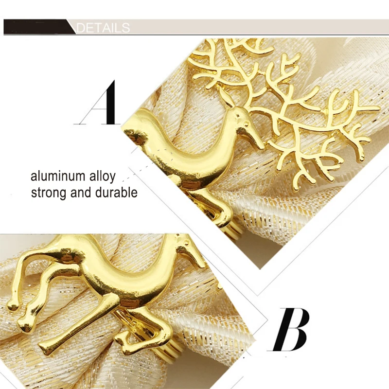 

Metal Christmas Tree Napkin Rings Bow Flower Wreath Mouth Ring Wedding Banquet Hotel Table Supplies Circle Christmas Decoration