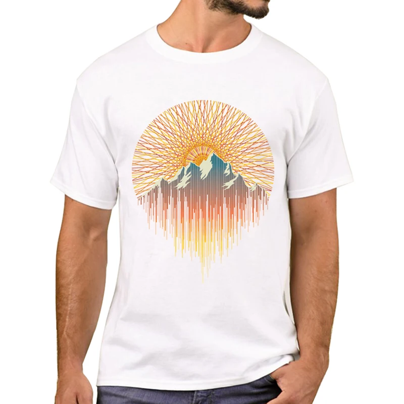 TEEHUB Heiße Verkäufe Everest Sunset Geometrie Gedruckt Männer T-Shirt Mode Geometrische Sunset T Shirts Kurzarm T-shirts Junge T – Detail 5
