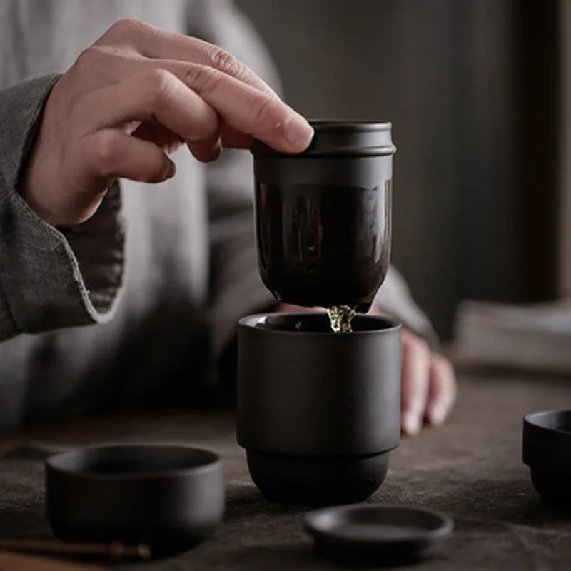 TANGPIN чайный сервиз из фиолетовой глины с 4 чашками портативный набор для