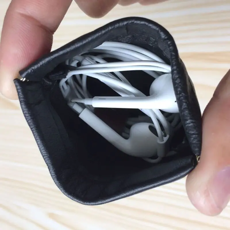 

Shockproof Genuine Leather Headset Storage Bag Portable Earphone Pouch Carrying Case for airpods Headphone Accessories 831D