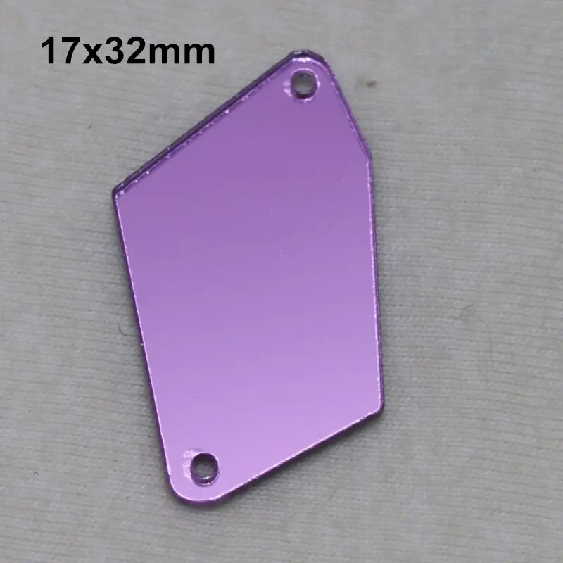 A20-17x32 Фиолетовое акриловое зеркало пришивные стразы DIY Flatback зеркальные акриловые пришивные стразы с отверстиями для шитья - Цвет: A20-17x32