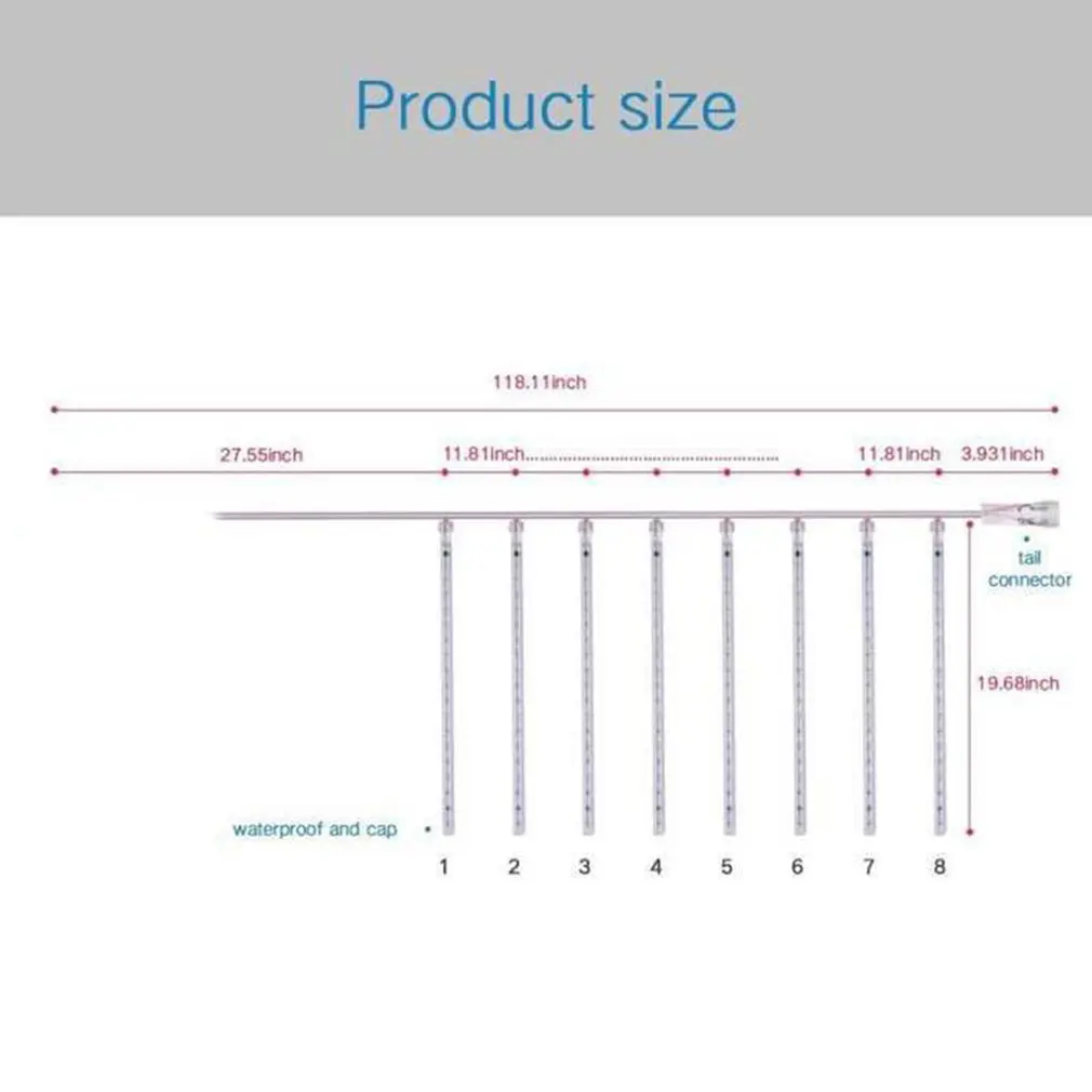 

Hot 8 PCS 50cm LED Meteor Shower Light Garland Holiday Lights Waterproof Christmas Fairy Lights For Street Decor