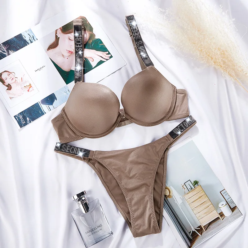 

2021new Underwear Female Diamond Sexy Underwear Suit Gather Girls Adjustable Medium Thickness Smooth Breathable Underwear Suit