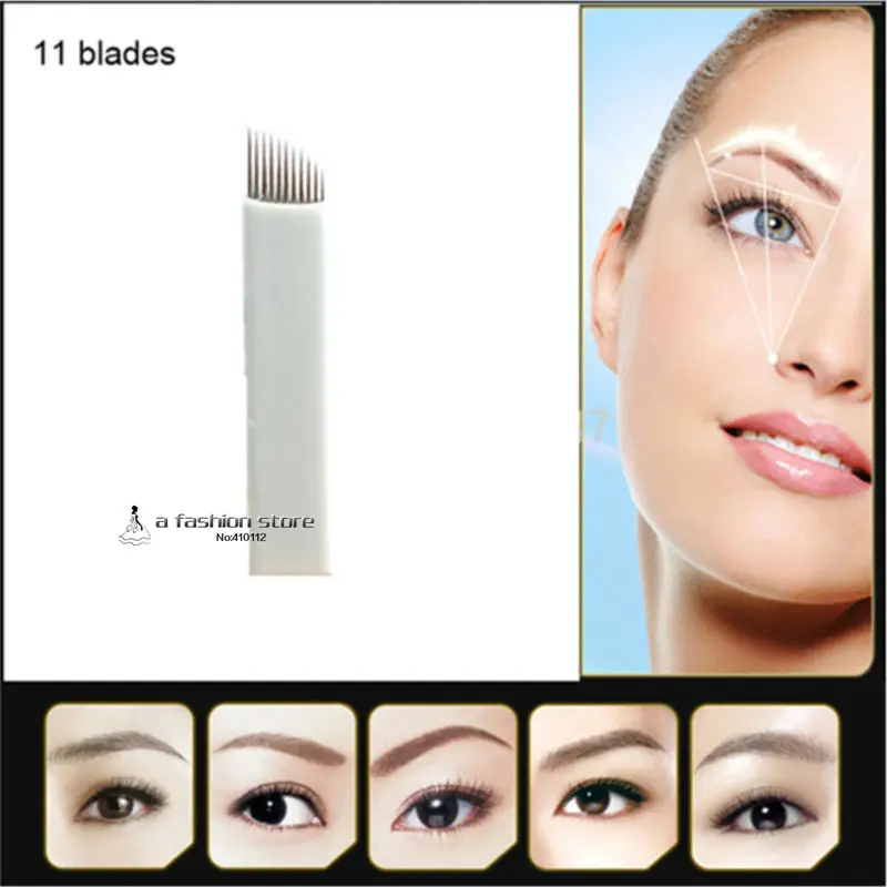 

11 pins white needle blade manual needle blade for eyebrow tattoo Permanent Makeup Blades