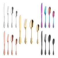 304 stainless steel tableware set old royal court series creative retro gold plated western food knife fork and spoon