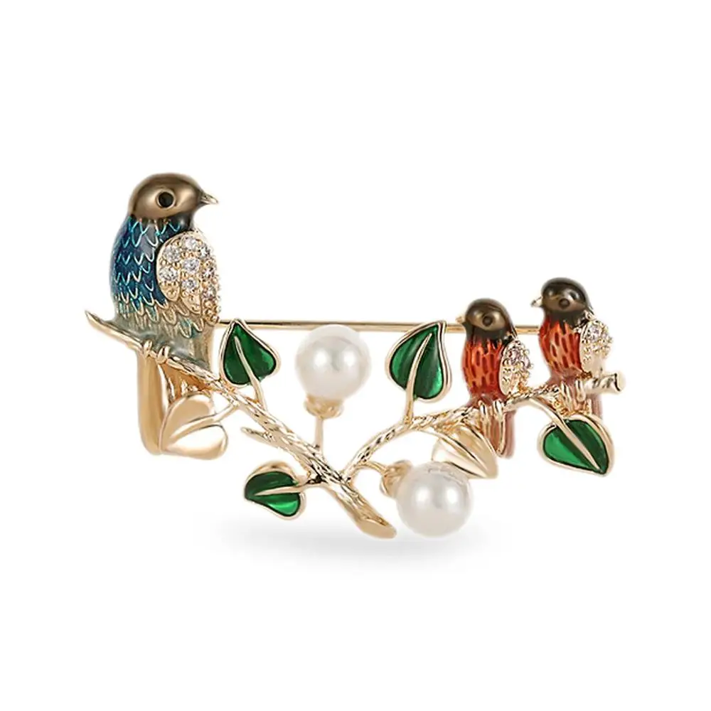 Брошь &quotПтичья семья&quot Милое украшение для вашего образа|Броши| |