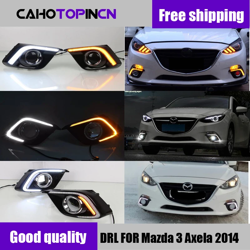 Автомобильный Стайлинг противотуманных фар для Mazda 3 Axela 12 В светодиодный DRL Дневной ходовой светильник дальнего света с затемнением и поворотным сигналом стиль реле