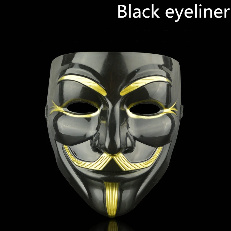 Black eyeliner Новогодний подарок декор рождество Маска для хэллоувечерние 1 шт./компл. V для вендетты маска Bape полная маска для лица анонимный парень Fawkes нарядное платье аксессуар для Маскарадного костюма, для взрослых, 7 - Цвет: Black eyeliner