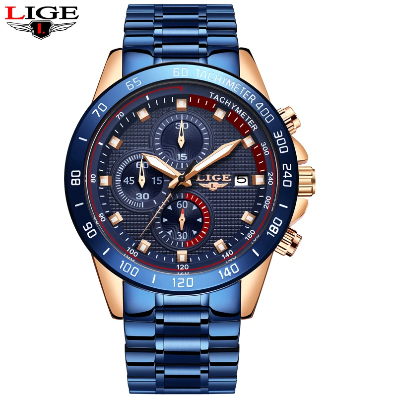 Relogio Masculino Мужские лучший подарок LIGE модные деловые мужские часы Топ люксовый
