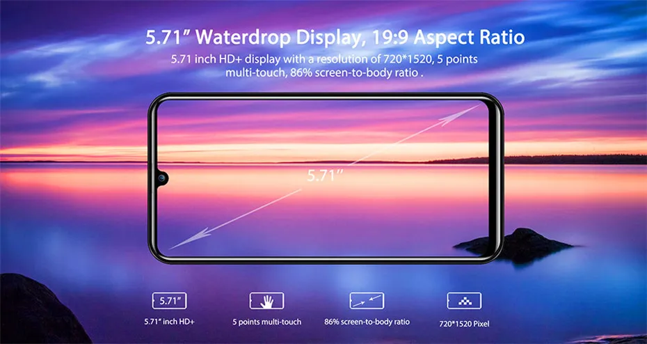 Мобильный телефон OUKITEL C16 Pro 3GB 32GB MTK6761P, четырехъядерный экран в виде капли воды, 5,71 дюймов, 19:9, отпечаток пальца, LTE, 2600 мАч