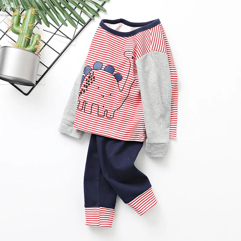 Детская Хлопковая пижама с длинным рукавом принтом динозавра | одежда и обувь