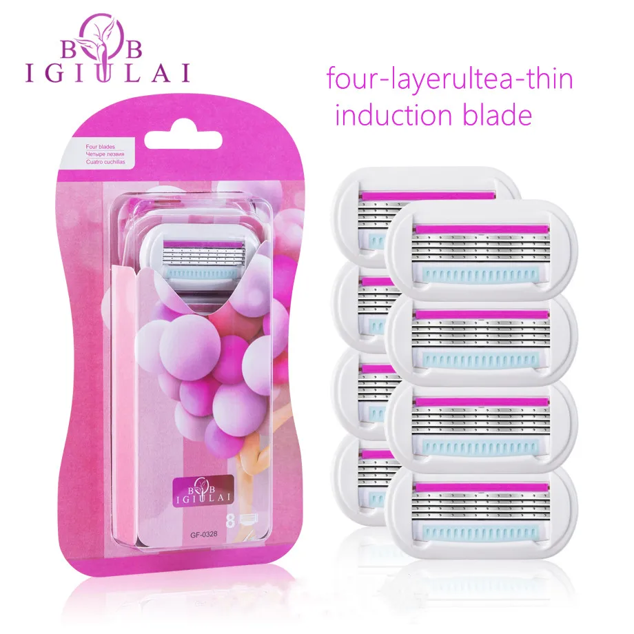 2021New Four-Layer Induction Llade Can Replace Pink Women Replacement Kit For Underarm Shaving Private Part Hair Removal Knife | Красота и