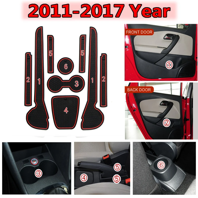Противоскользящие коврики для ворот и чашек Volkswagen Polo GTI 2011 2019 2020 пылезащитные