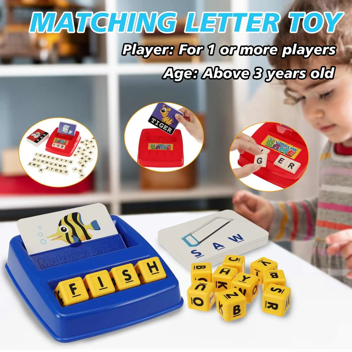 

Matching Letter Game Spelling Reading English Alphabet Wooden Letters Card Match Game Children Pre-school Learning Language Toys
