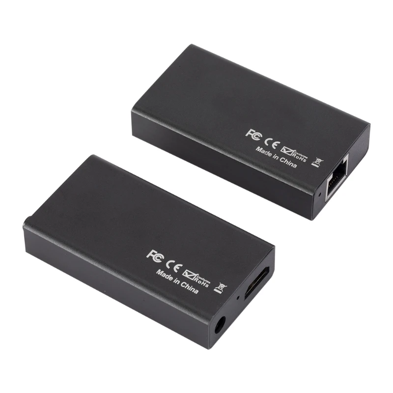

Y1AA Extender Over Signle RJ45 Cat5e Cat6 Ethernet Converter Adapter 60M HDMI-compatible Extender Cable