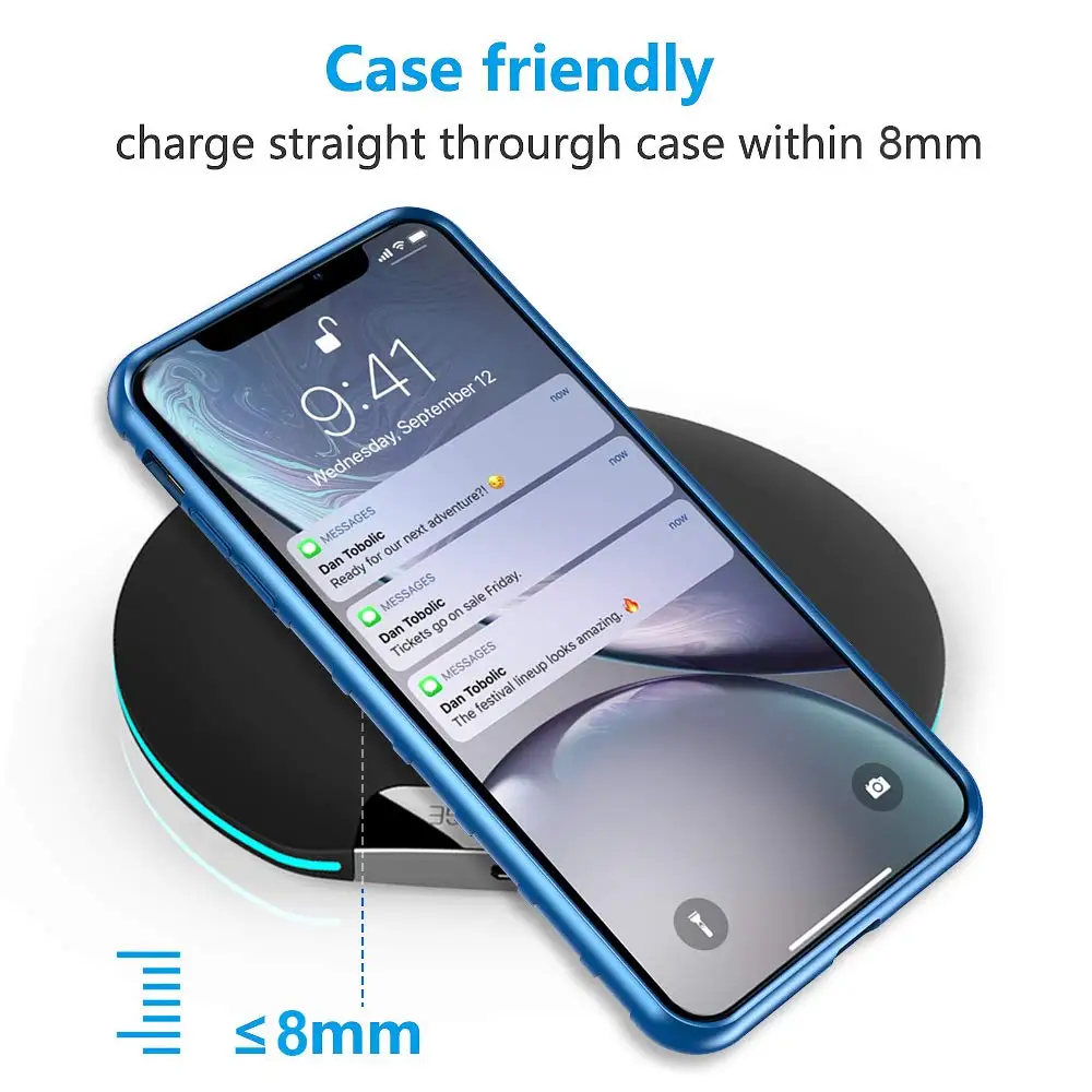 Беспроводное зарядное устройство DCAE Qi 10 Вт быстрая зарядка для iPhone XS XR X 8 11 Samsung S10