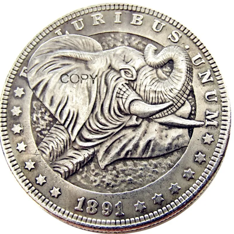 HB(66)US Hobo 1891 Morgan Dollar посеребренные копировальные монеты|Безвалютные монеты| |