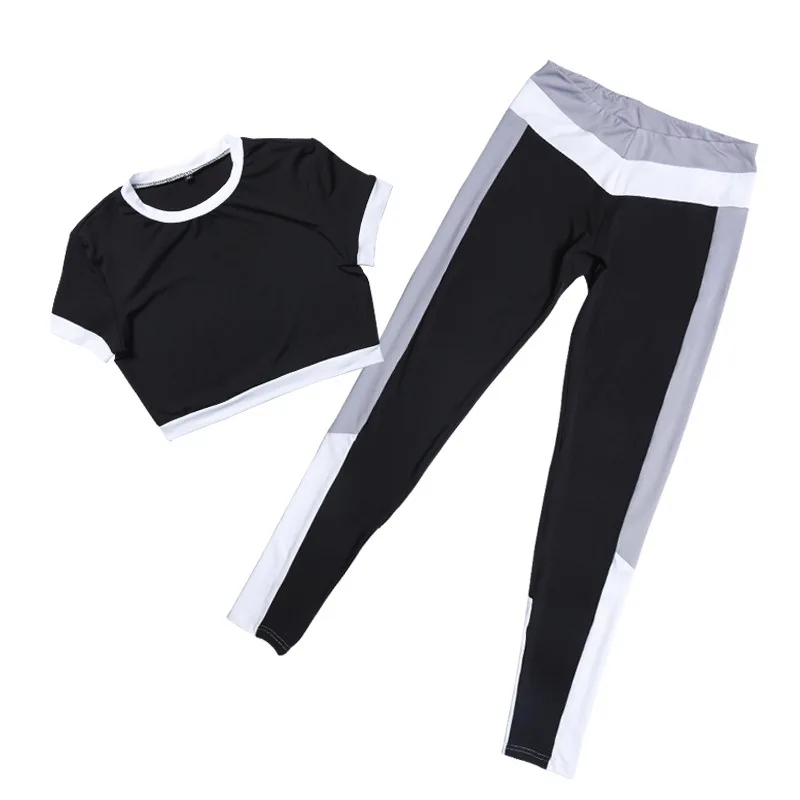 Сексуальный комплект для йоги спортивная одежда женщин футболка спортзала штаны