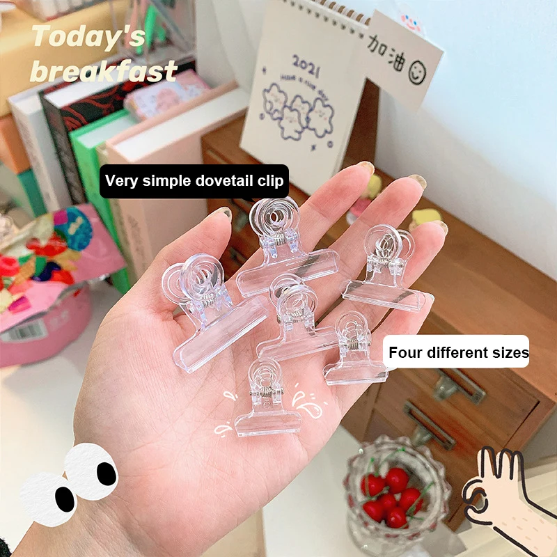 

Portable Acrylic Long Tail Clip Cross Border 22mm/31mm/38mm/50mm Metal Plating Rainbow Paper Clip Dovetail Clip Food Storage