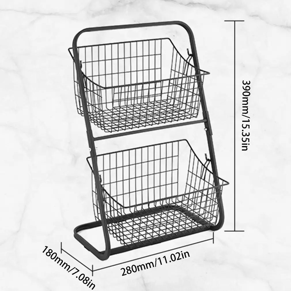 

Kitchen Countertop Storage Rack Black Household Kitchen Goods Storage Rack Living Room Kitchen Storage Basket