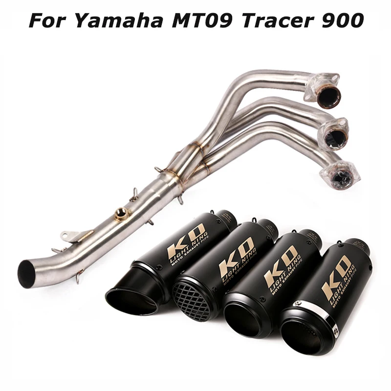 

Slip for Yamaha MT09 MT-09 Tracer 900 Motorcycle Whole System Exhaust Escape Tips Muffler Pipe Black Front Header Connect Pipe