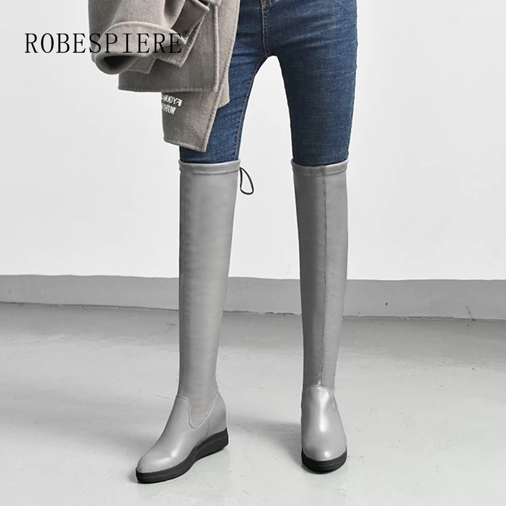 ROBESPIERE Сапоги выше колена увеличивающие рост женская обувь из натуральной кожи