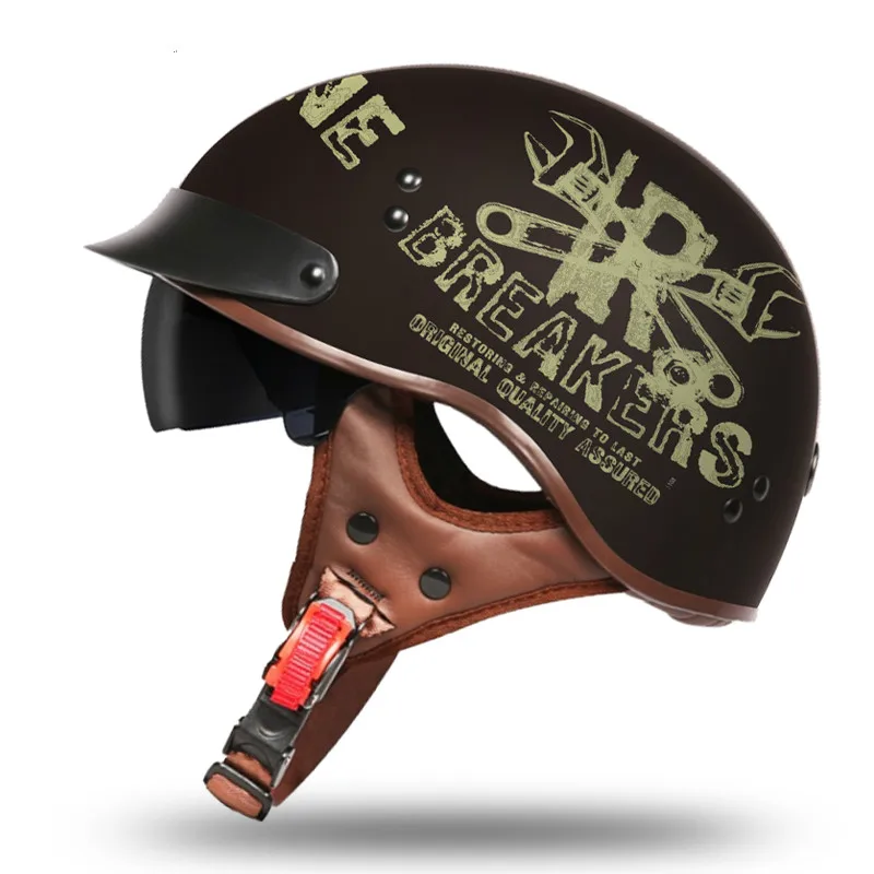 Винтажный Мужской мотоциклетный шлем с полушлем для мотоцикла в стиле ретро
