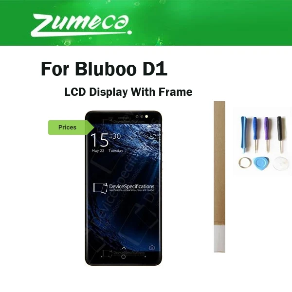 

Оригинальный ЖК-дисплей с рамкой для Bluboo D1, сенсорный экран Датчик экрана в сборе, черный, инструменты и лента