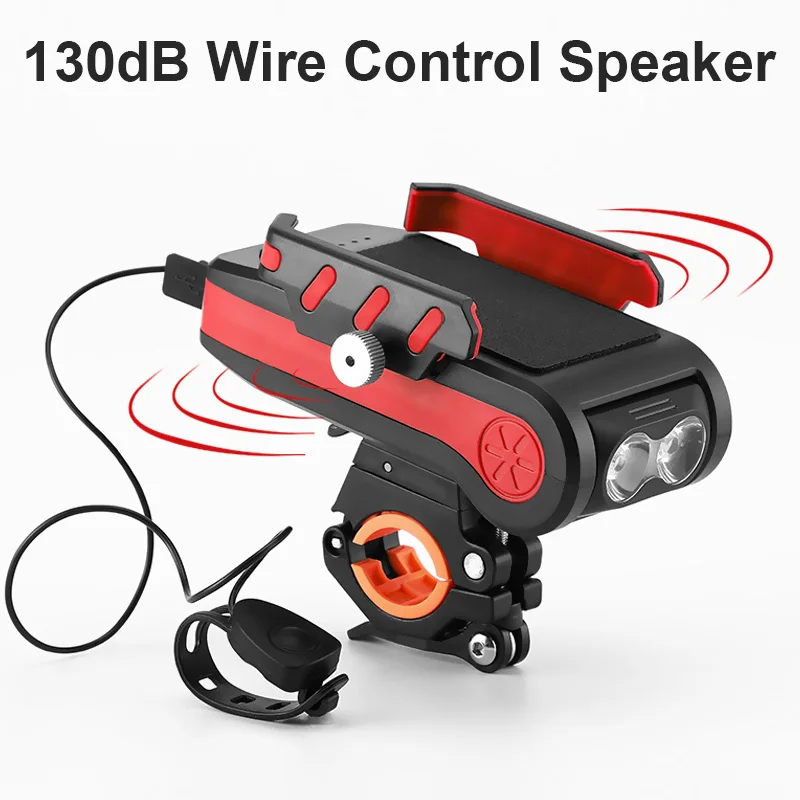 4 in 1 bicycle light front 2t6 led bike light usb rechargeable 4000mah power banks speaker phone holder mtb flashlight lantern free global shipping