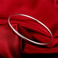925 sterling solid silver bracelet fashion personality simple smooth bangles for women wedding engagement jewelry