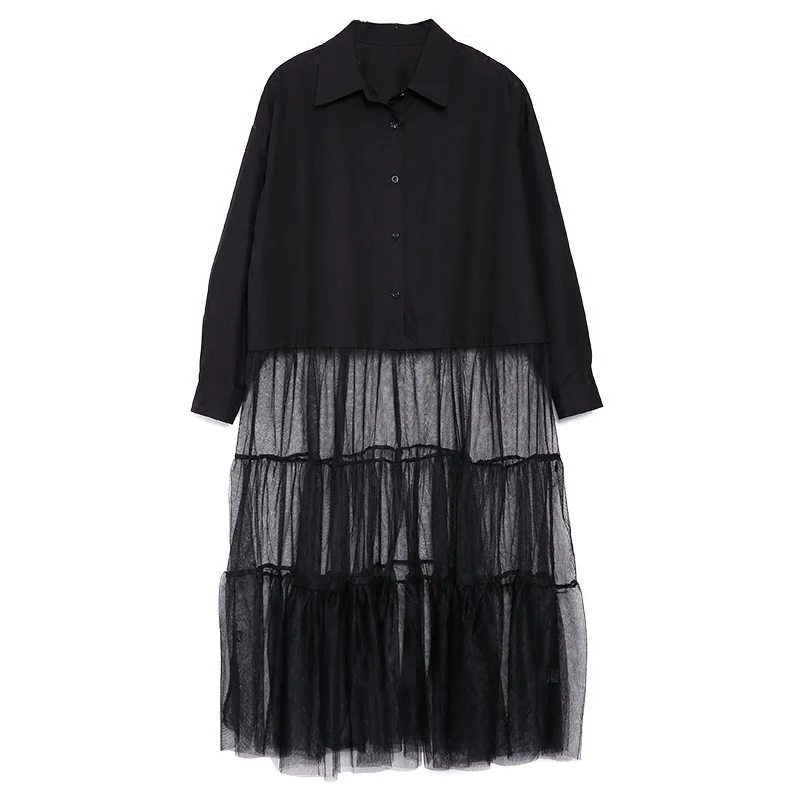 Женское платье с отложным воротником XITAO Осеннее однотонное Повседневное до