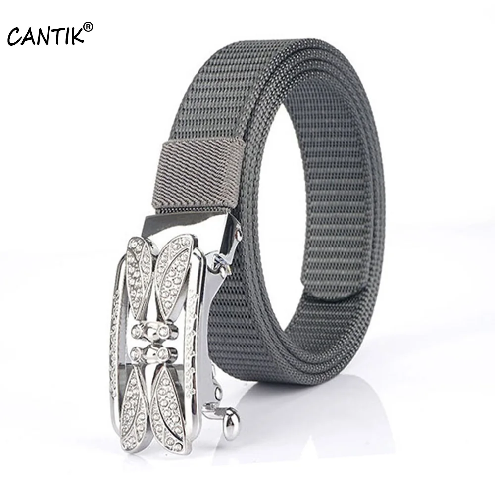 CANTIK Quality Ladies Thickened Toothless Nylon & Canvas Belts Automatic Buckle Clothing Accessories Women 2.5cm Width CBCA291
