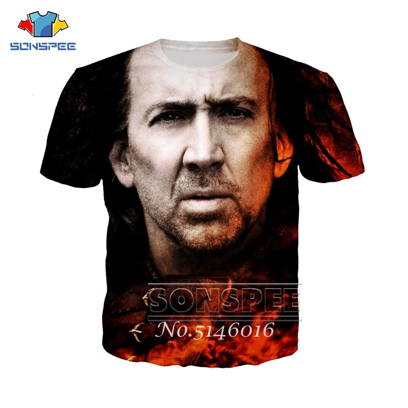 SONSPEE Nicolas Cage, забавная футболка с 3d принтом, унисекс, повседневная, короткий рукав, летняя Мужская модная повседневная одежда, футболки, топы, одежда t118 - Цвет: 9